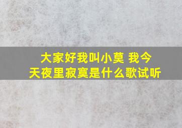 大家好我叫小莫 我今天夜里寂寞是什么歌试听